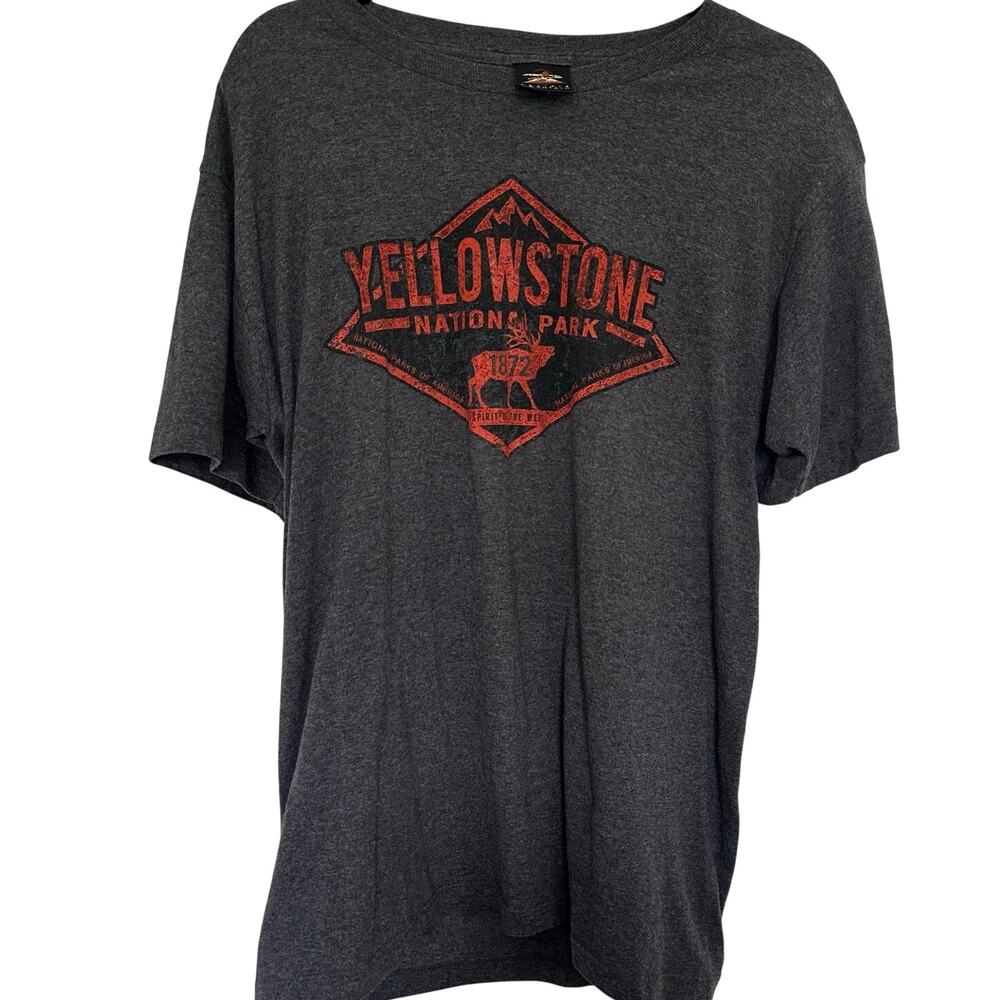 Yellowstone M National Park Prairie Mountain Gray/Orange Logo Graphic T Shirt